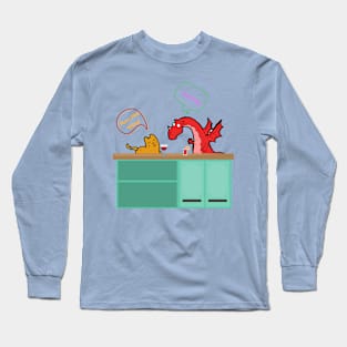 Cat & Dragon at The Bar Long Sleeve T-Shirt